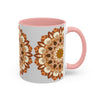 Fascinating light grey background mandala art mug with stunning and detailed patterns