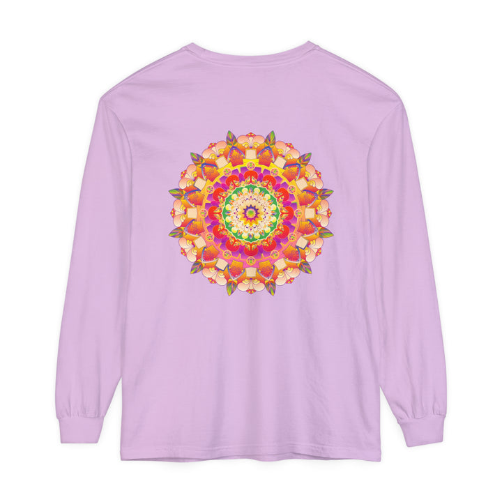 Vibrant Mandala Unisex Long Sleeve T-Shirt featuring intricate and colorful mandala design