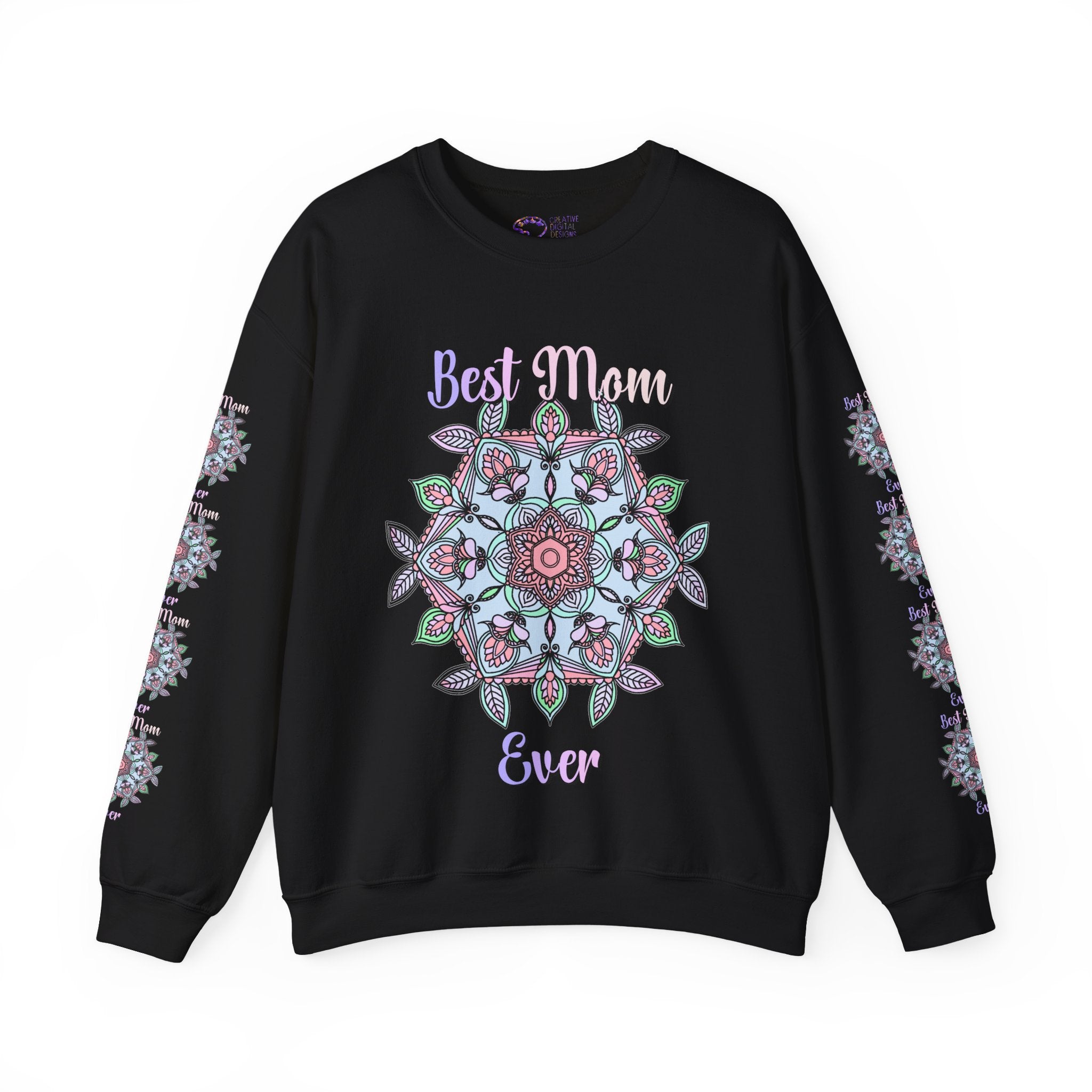 Mandala Art Crewneck Sweatshirt Celebrating Moms in Soft Hues