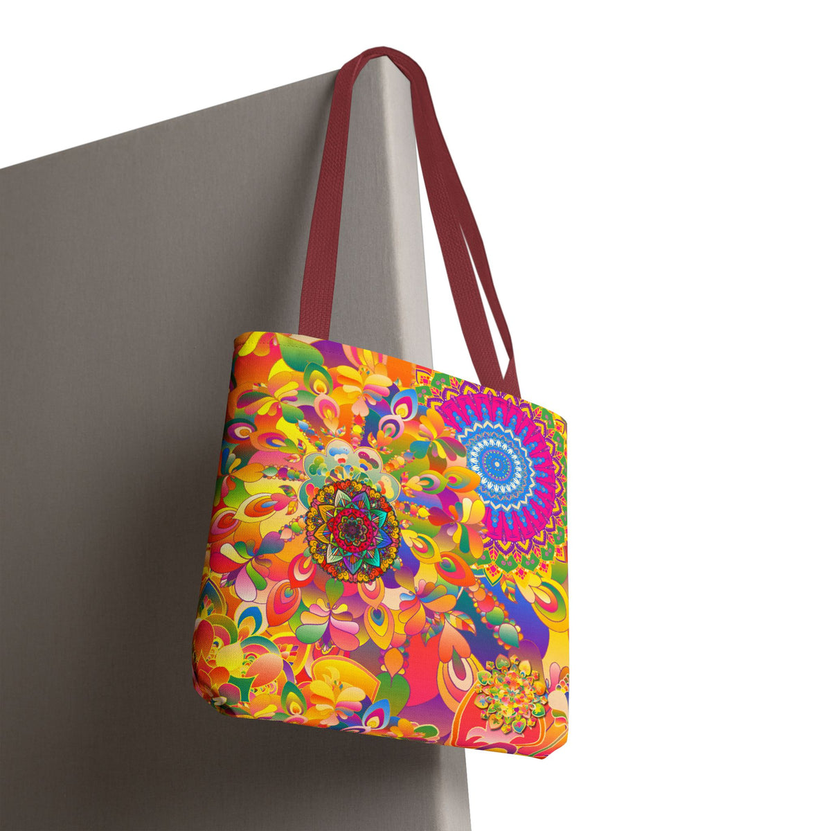Psychedelic Floral Mandala Tote Bag