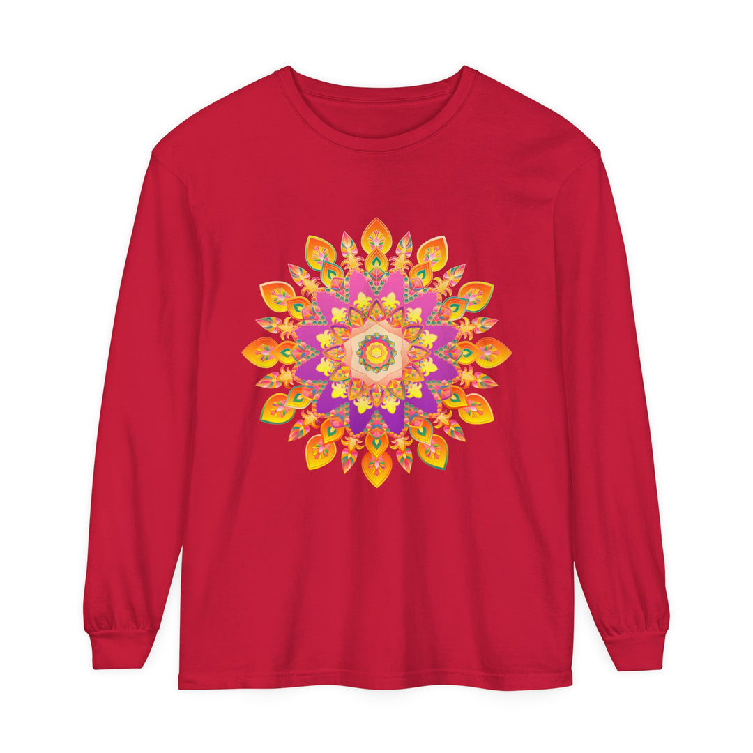 Colorful and intricate mandala design long sleeve t-shirt for all genders