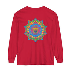 Intricate Mandala Long Sleeve T-Shirt featuring a detailed, ornate mandala design in vibrant colors