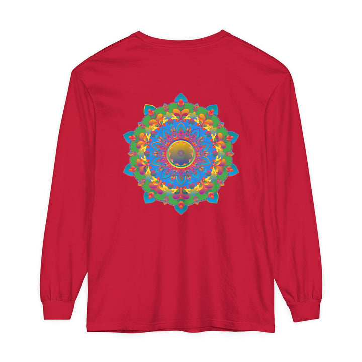 Intricate Mandala Long Sleeve T-Shirt featuring a detailed, ornate mandala design in vibrant colors