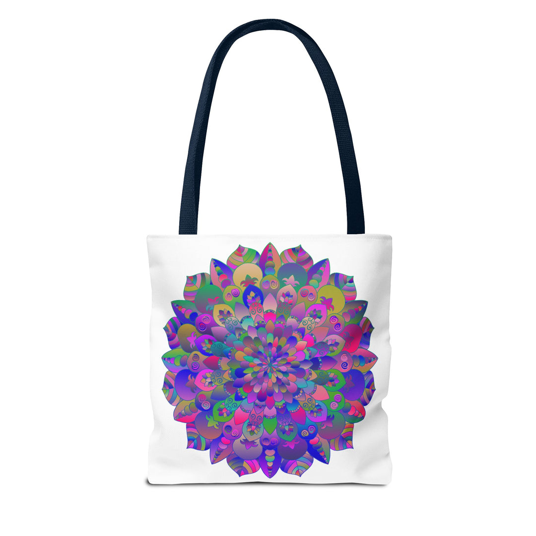 Colorful Mandala Lotus Tote Bag with intricate floral design and spacious interior for carrying everyday essentials