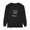 Black Cat Watercolor Long Sleeve T-Shirt - a comfortable and stylish top featuring a vibrant watercolor design of a black cat on a long sleeve t-shirt