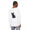 Black Kitten Watercolor Long Sleeve T-Shirt with vibrant watercolor print design