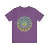 Vibrant Mandala Tee showcasing a beautifully intricate design in bold, eye-catching colors, perfect for adding a pop of style to any outfit