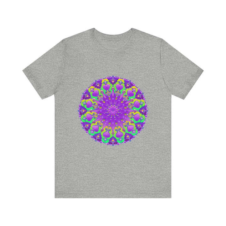 Beautiful purple and green mandala patterned tee with intricate design