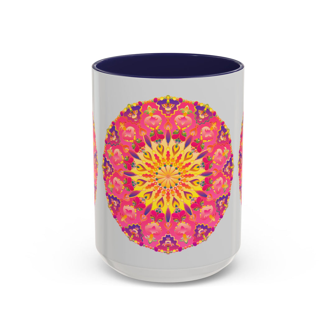 Colorful mandala art design on a ceramic mug