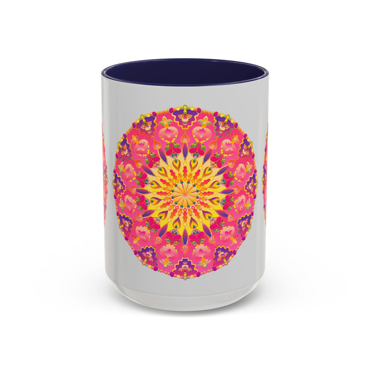 Colorful mandala art design on a ceramic mug