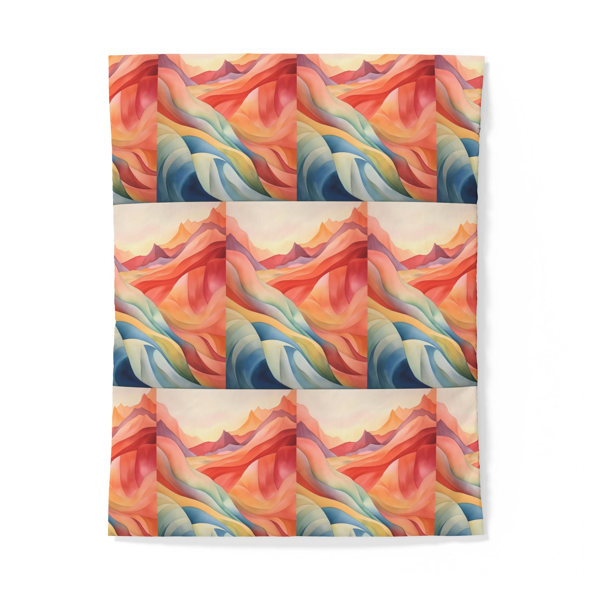 Abstrakter Bettbezug „Sonnenuntergangswellen“ aus Baumwolle