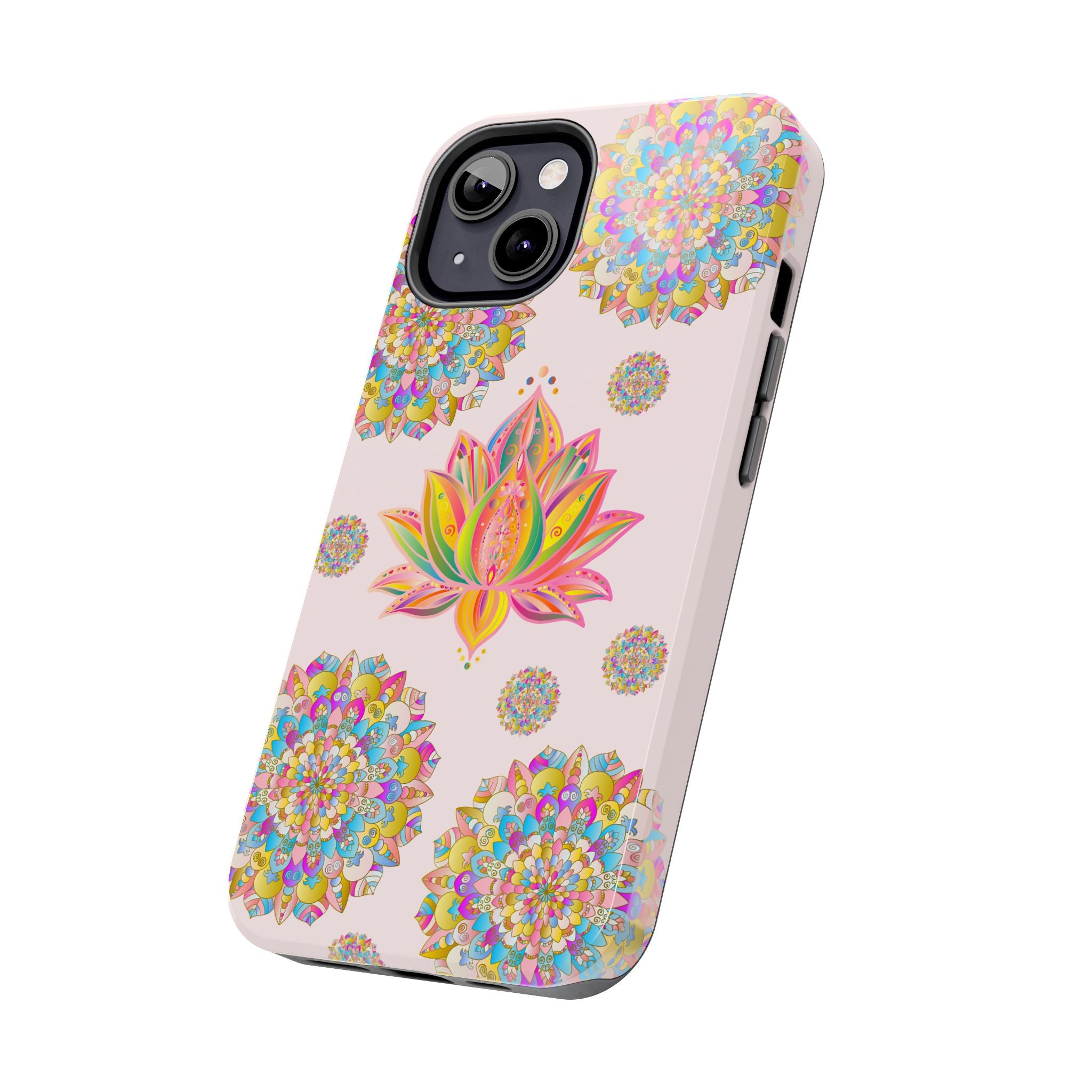 Beautiful light pink lotus flower mandala design phone case for protection