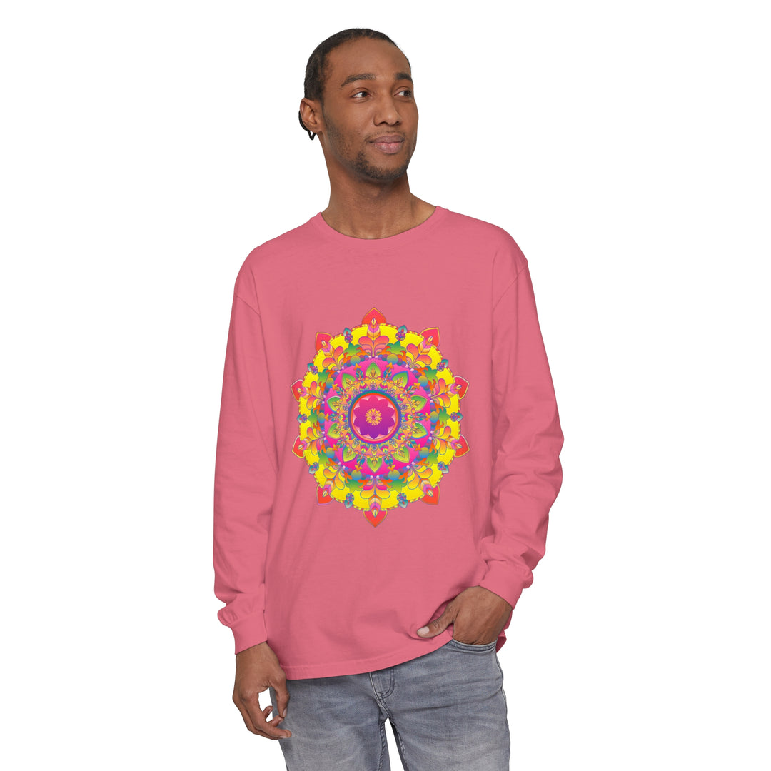 Colorful and intricate mandala design long sleeve t-shirt for women