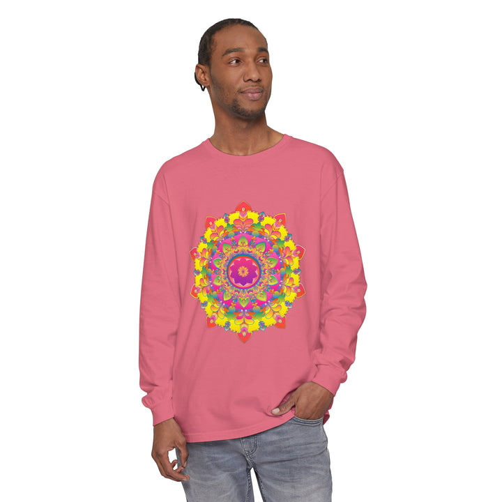 Colorful and intricate mandala design long sleeve t-shirt for women