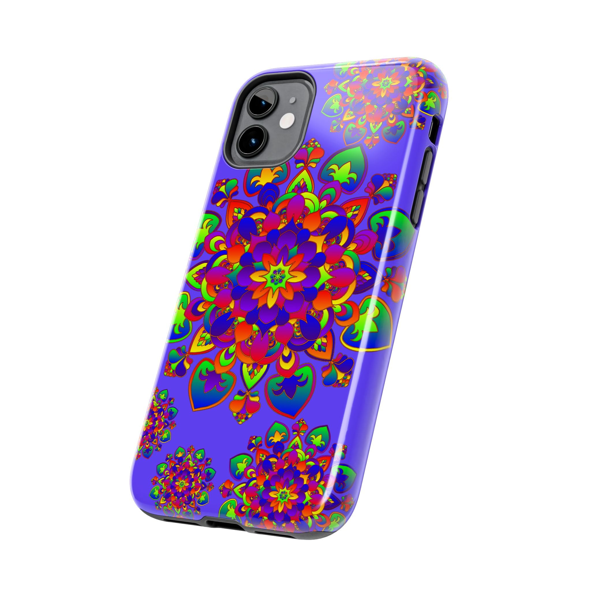 Colorful hand drawn mandala rainbow design phone case for stylish protection