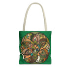Boho Mandala Tote Bag — Green Floral Pattern AOP Shopper