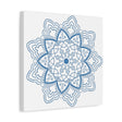Handmade Mandala Art - Steel Blue Mandala Design Wall Art - Matte Canvas, Stretched, 125 - Beautiful handcrafted mandala artwork for home decor