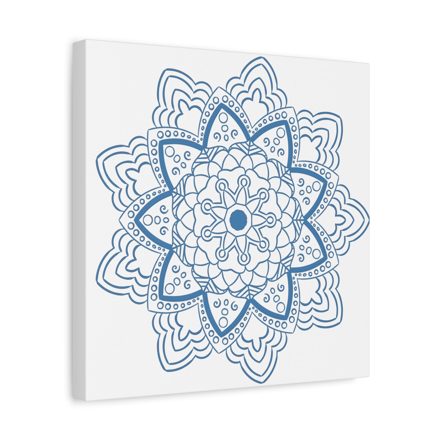 Handmade Mandala Art - Steel Blue Mandala Design Wall Art - Matte Canvas, Stretched, 125 - Beautiful handcrafted mandala artwork for home decor