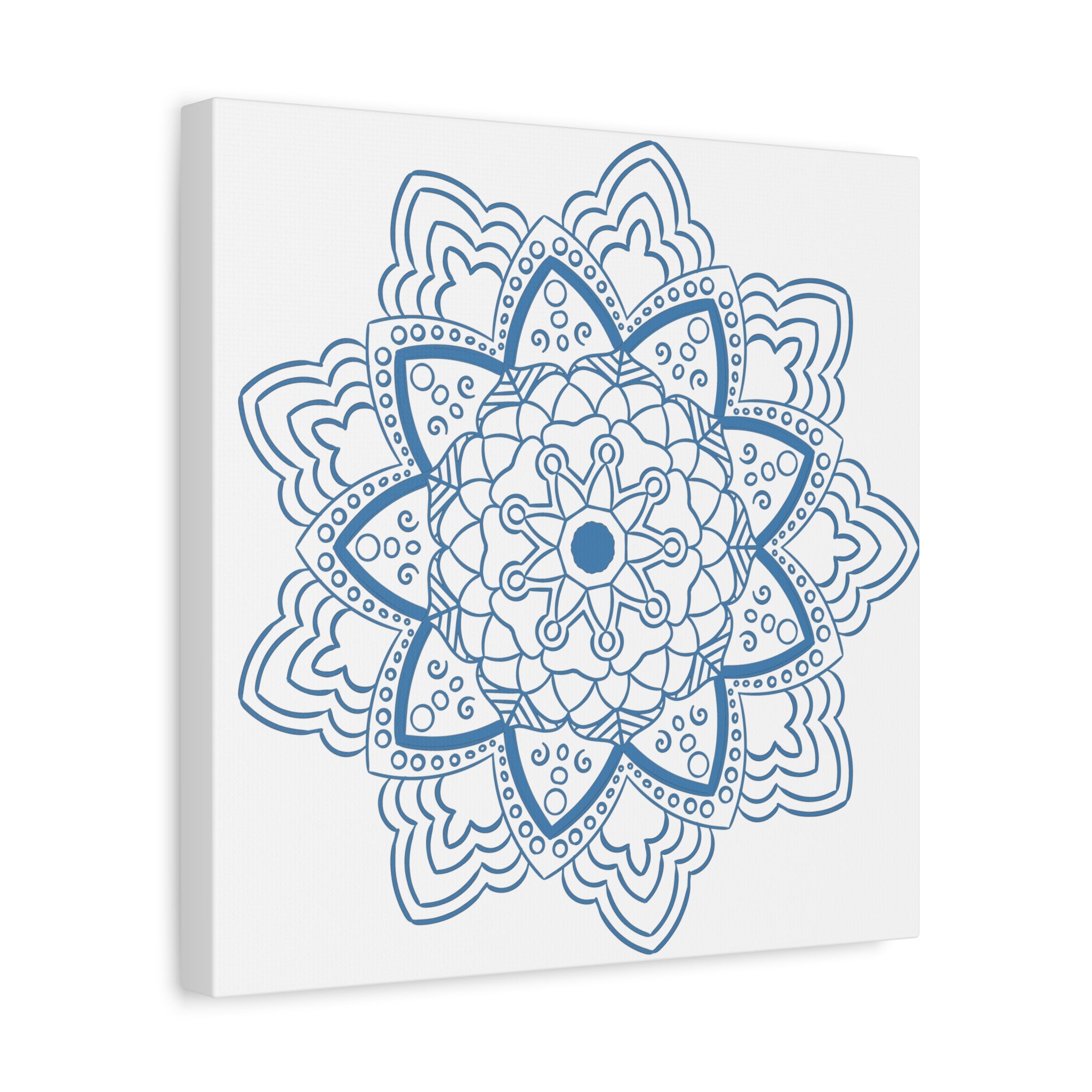 Handmade Mandala Art - Steel Blue Mandala Design Wall Art - Matte Canvas, Stretched, 125 - Beautiful handcrafted mandala artwork for home decor