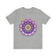 Colorful mandala flower t-shirt featuring intricate spiritual art design in vibrant hues