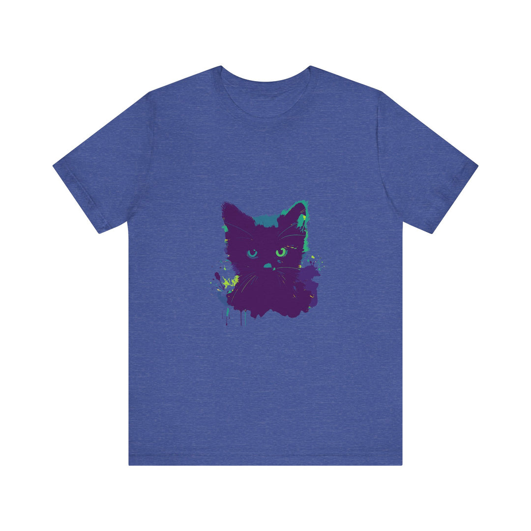 Black Cat Mystery Watercolor T-Shirt featuring a vibrant, hand-painted design