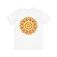 Vibrant Mandala Tee with intricate design and vibrant colors promoting peace and harmony