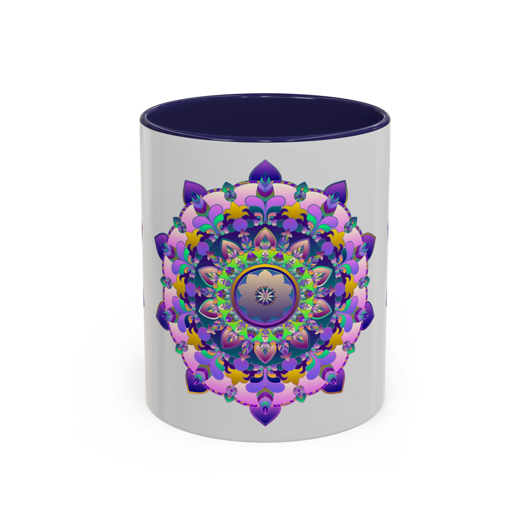 Colorful mandala art mug with intricate floral design and vibrant colors