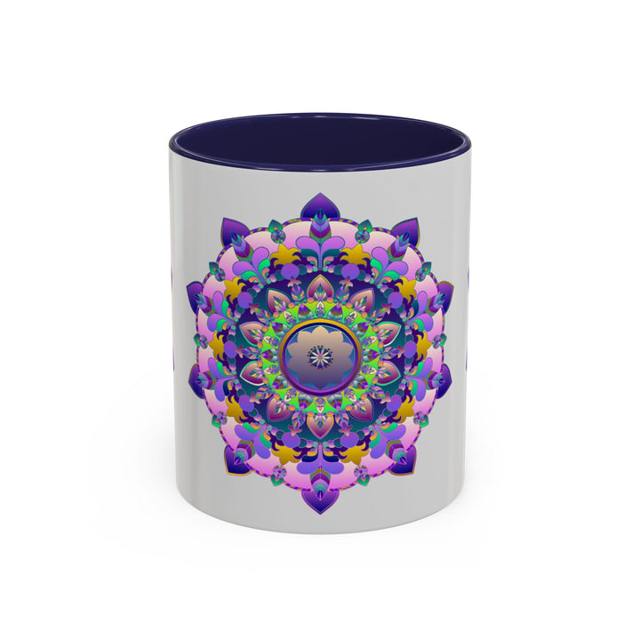 Colorful mandala art mug with intricate floral design and vibrant colors