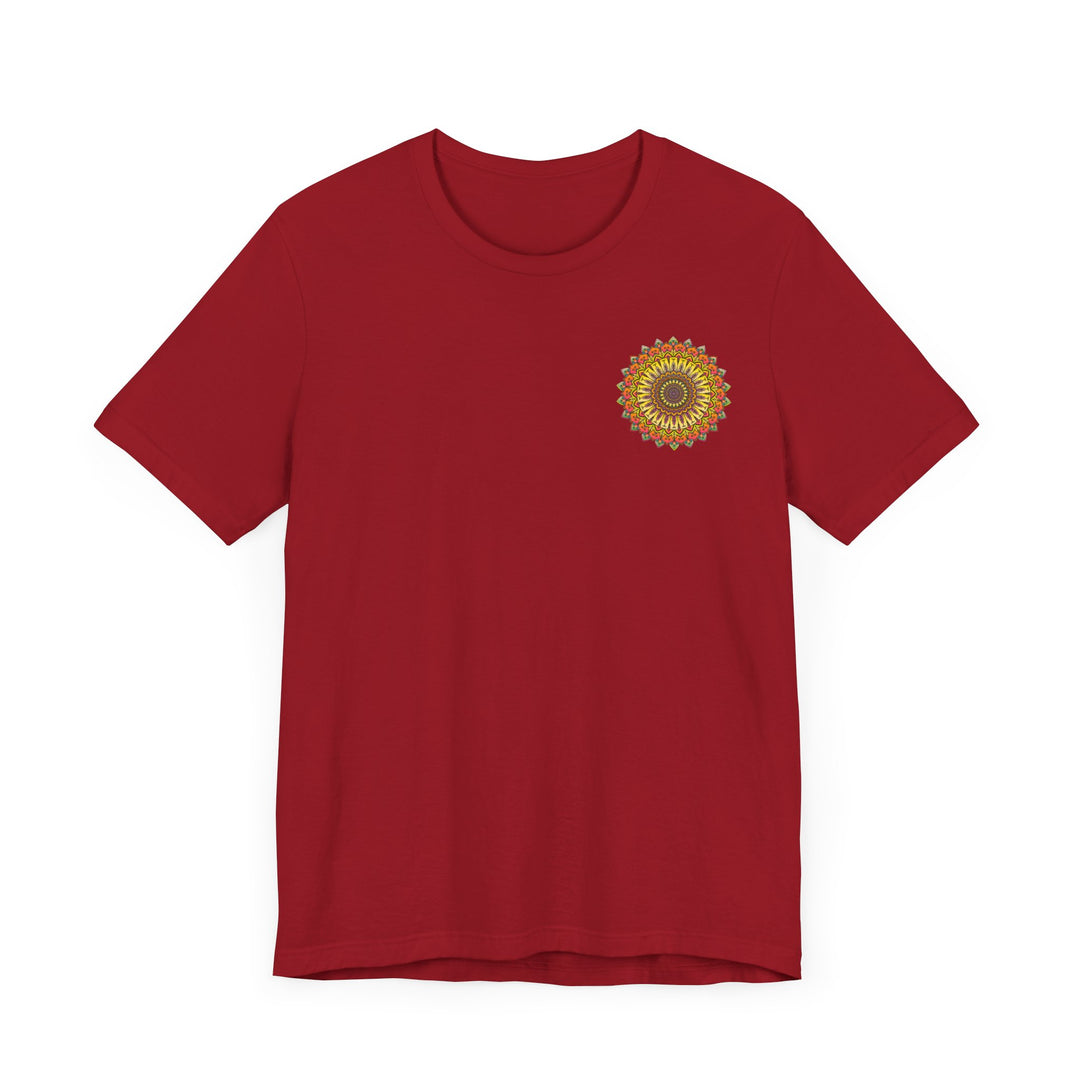 Vibrant Mandala Tee featuring intricate design promoting peace and harmony