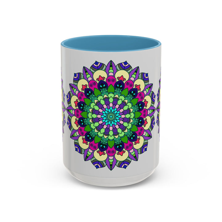 Colorful Mandala Art Mug with intricate spiritual design and vibrant colors