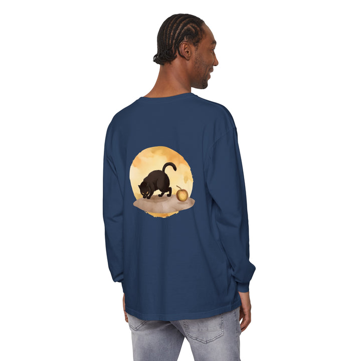 Black Cat Moonlit Mystery T-Shirt with Cat and Enchanted Night