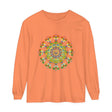 Vibrant mandala long sleeve t-shirt featuring colorful and intricate art design