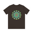 Colorful psychedelic mandala t-shirt with intricate spiritual vibes design