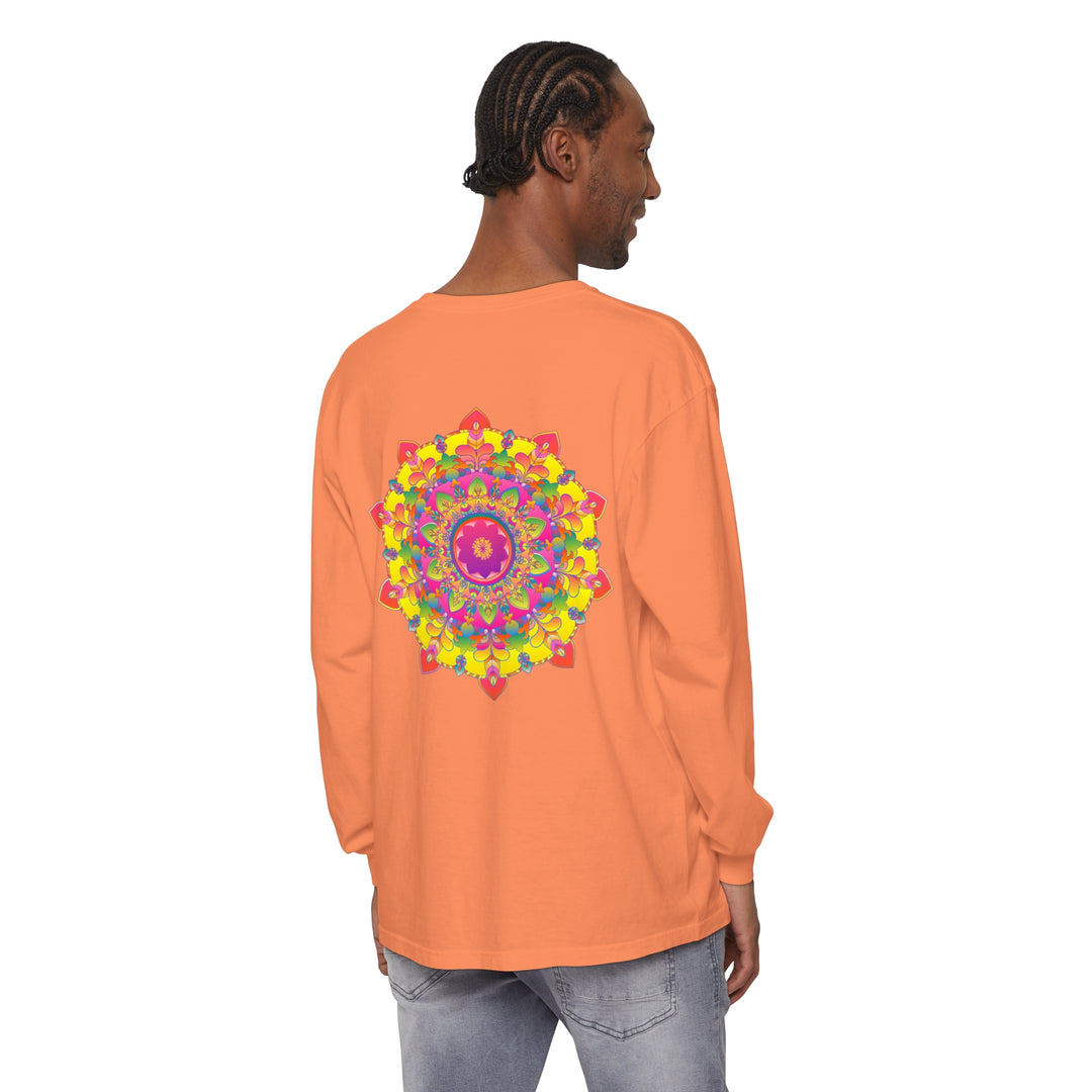 Colorful and intricate mandala design long sleeve t-shirt for a vibrant look