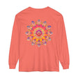 Colorful and intricate mandala design on a unisex long sleeve t-shirt