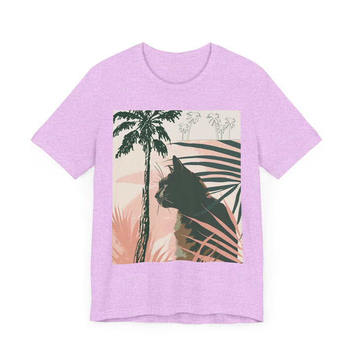 A close-up image of a comfortable and stylish Black Cat Jungle Tee with a unique jungle design, perfect for casual outings or relaxed weekends