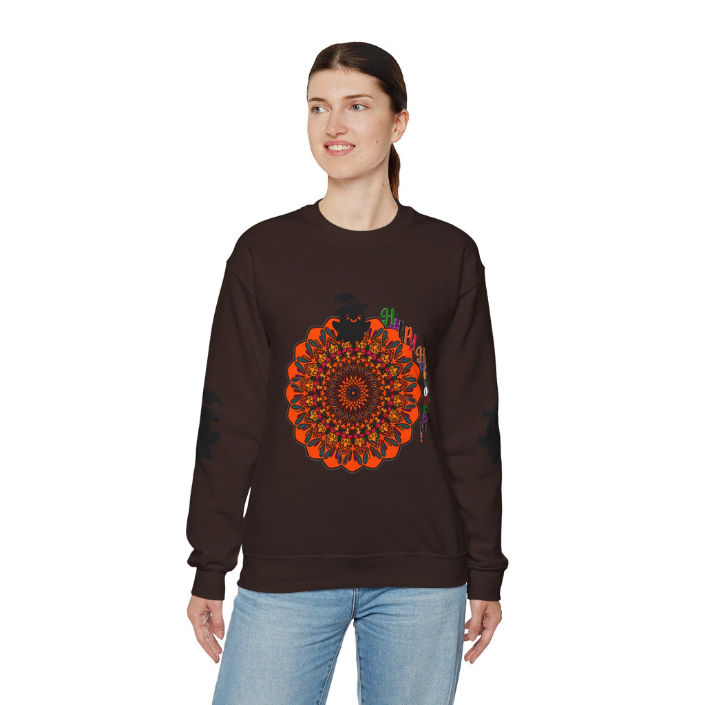 Unisex Heavy Blend™ Crewneck Sweatshirt with cute ghost pattern, perfect for Halloween