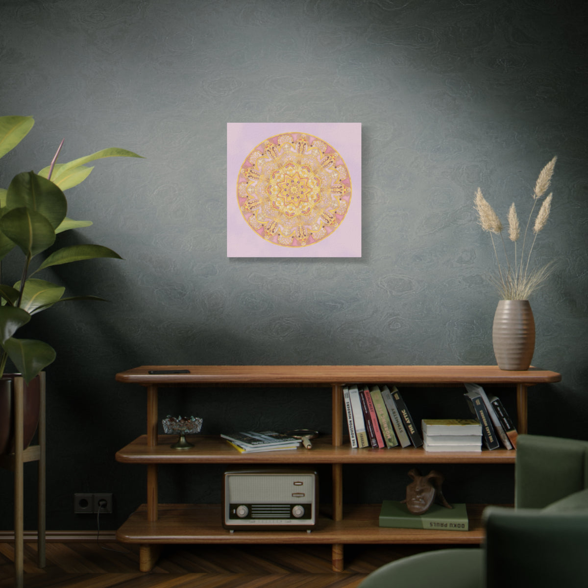 Pink and Gold Mandala Matte Canvas Wall Art