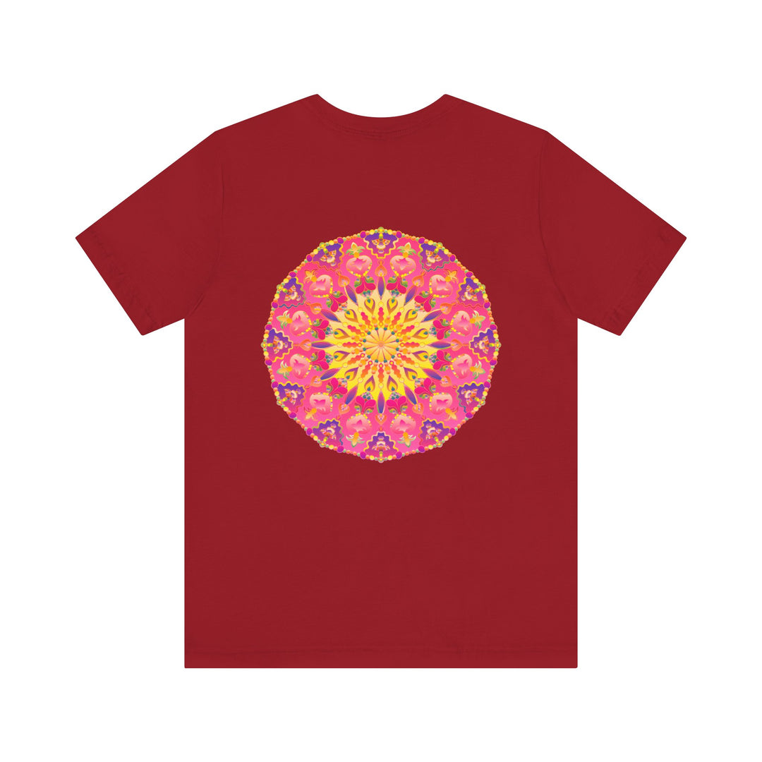 Beautiful pink and yellow mandala design t-shirt symbolizing peace and harmony