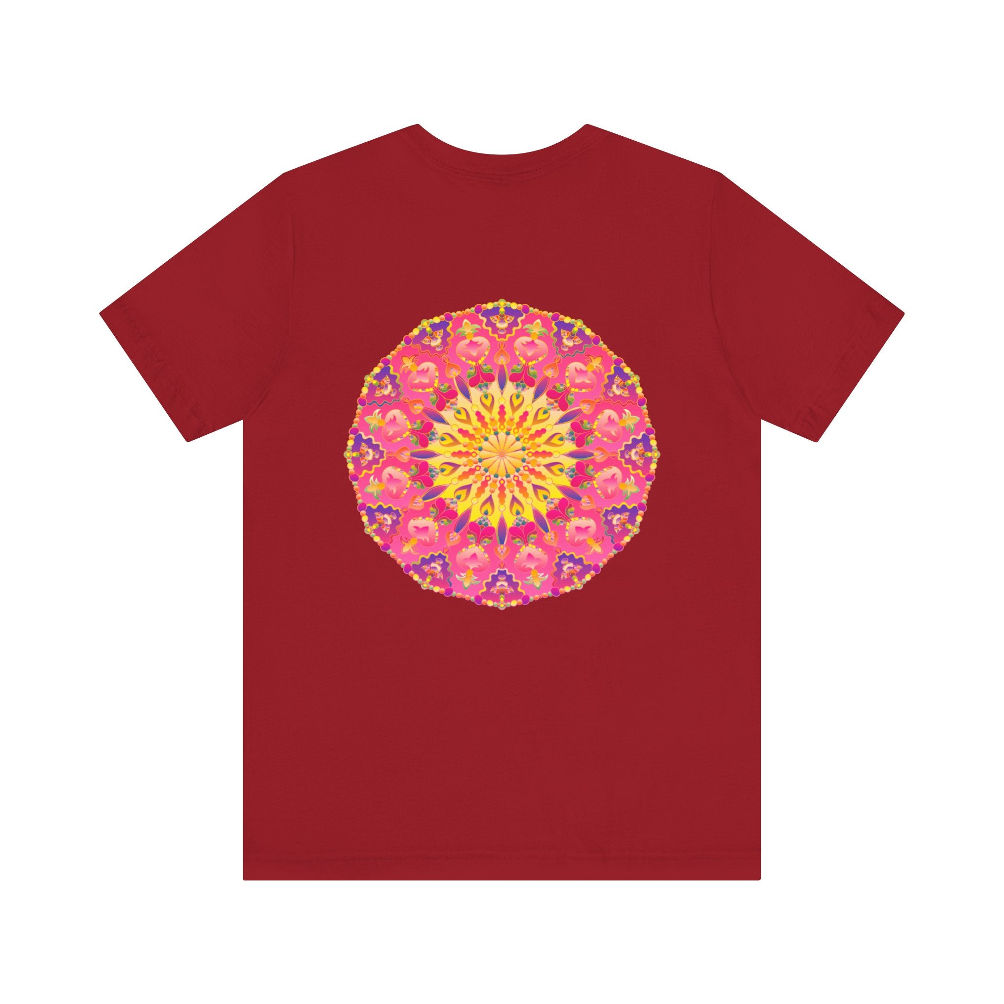 Beautiful pink and yellow mandala design t-shirt symbolizing peace and harmony