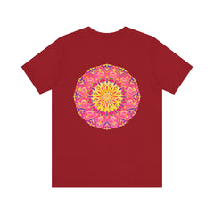 Beautiful pink and yellow mandala design t-shirt symbolizing peace and harmony