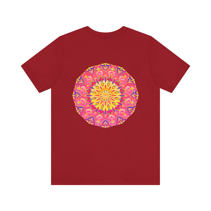 Beautiful pink and yellow mandala design t-shirt symbolizing peace and harmony