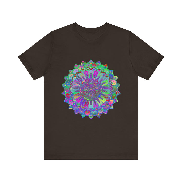 Colorful mandala t-shirt with vibrant blues, pinks, and yellows