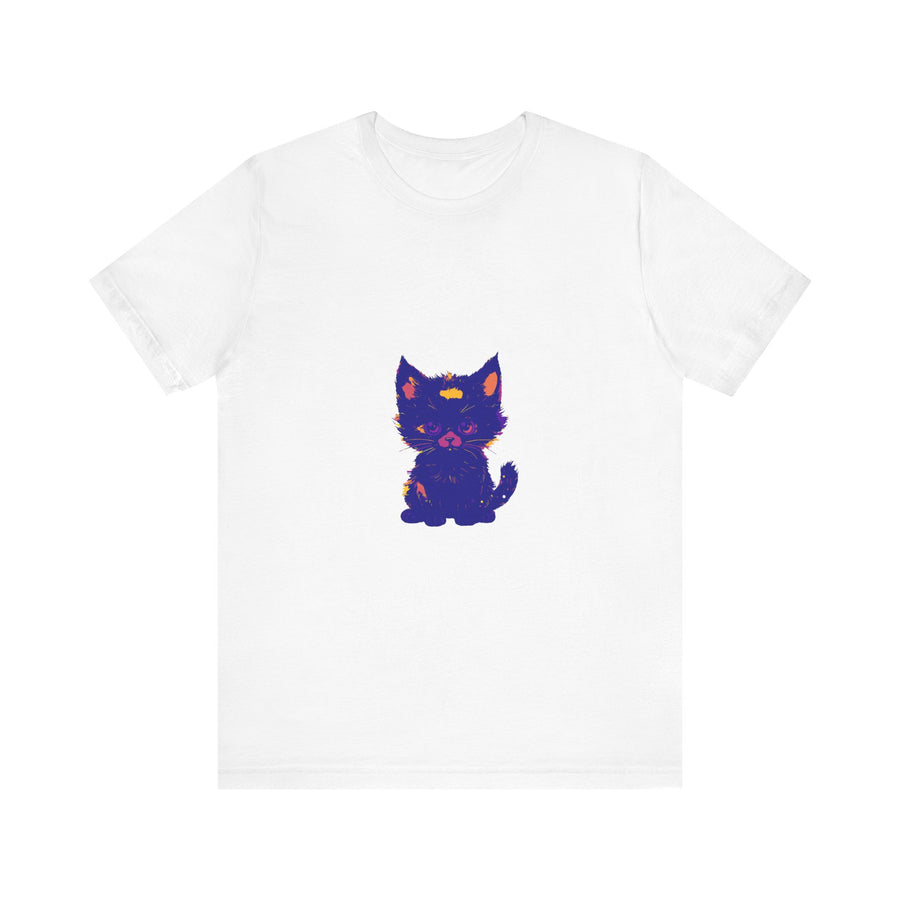 Blue Cat T-Shirt being worn by a smiling woman