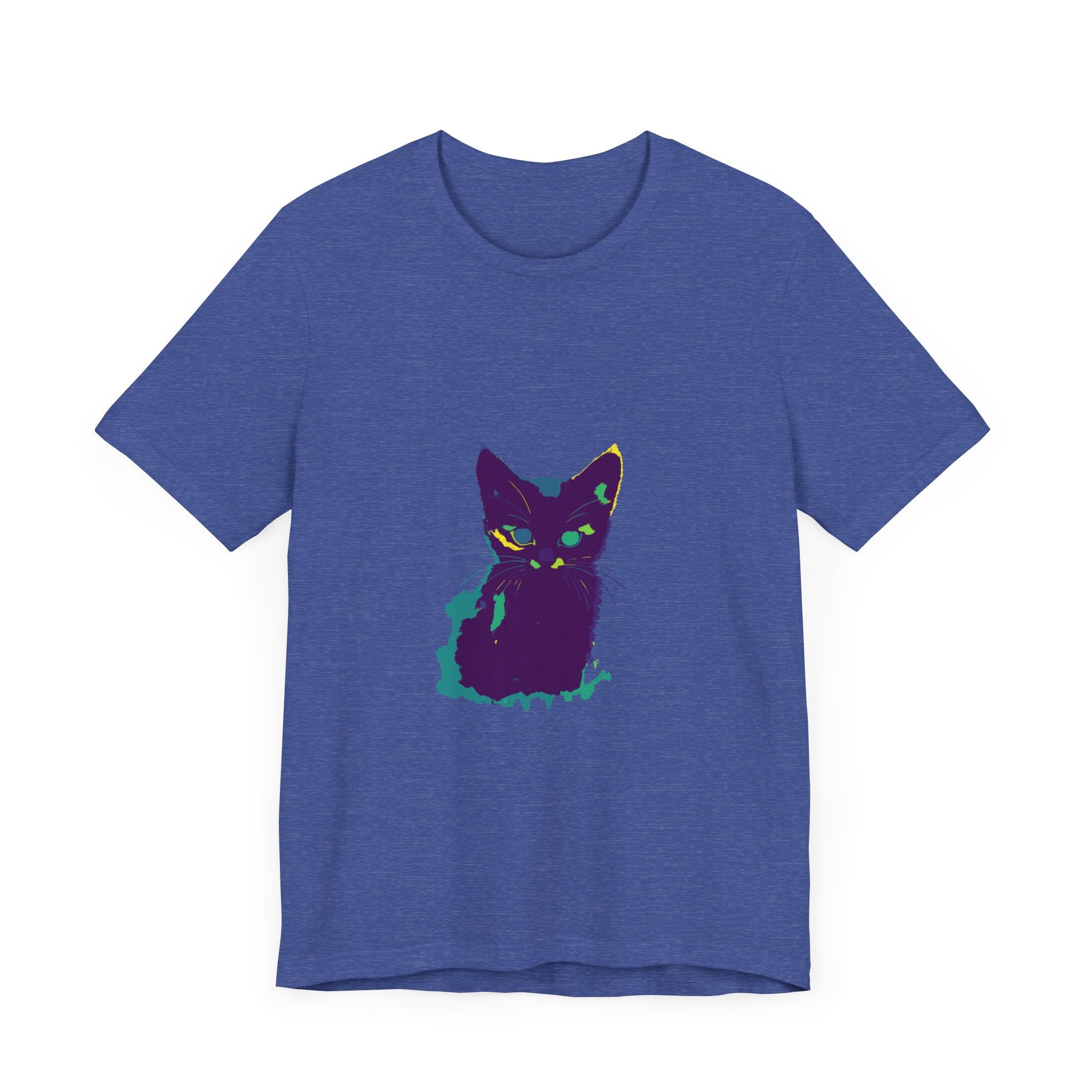 Colorful whimsical cat silhouette tee with vibrant and playful design