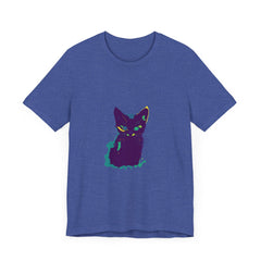 Colorful whimsical cat silhouette tee with vibrant and playful design