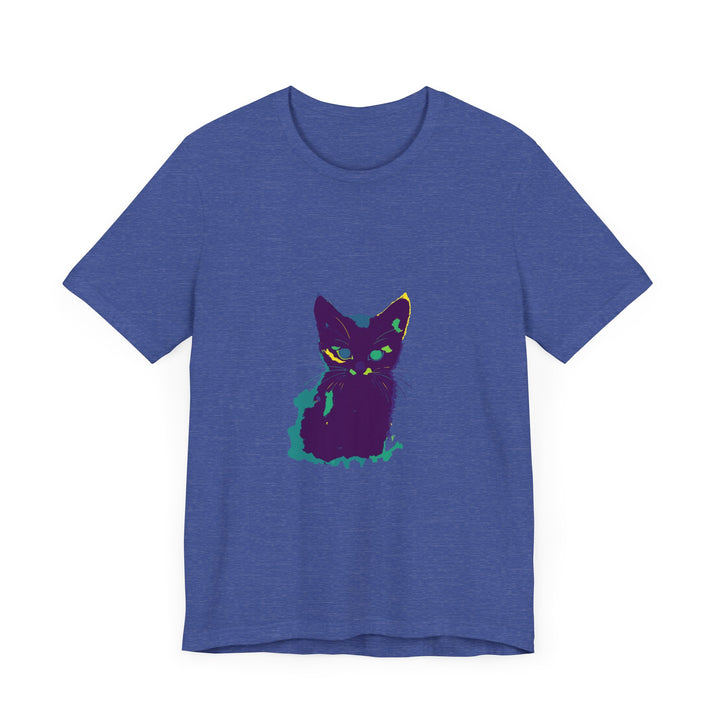 Colorful whimsical cat silhouette tee with vibrant and playful design