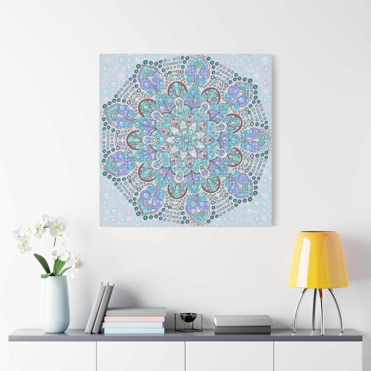 Mandala Canvas Wall Art – Blue and Purple Boho Meditation Decor