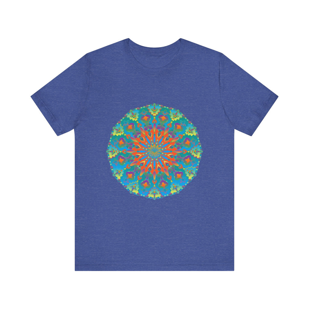 Colorful Rainbow Mandala Tee featuring vibrant and intricate design for a unique and eye-catching look