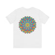 Colorful and intricate mandala design t-shirt promoting spiritual peace and positive vibes